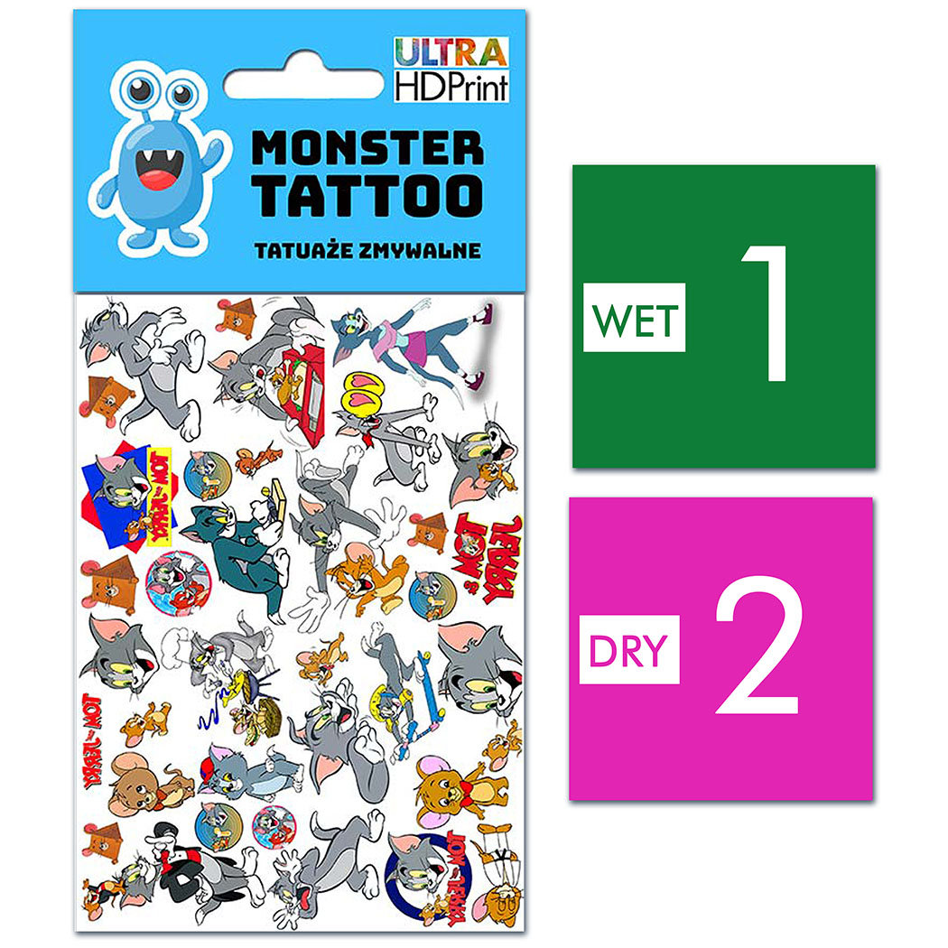TATUAŻE ZMYWALNE DLA DZIECI TOM AND JERRY WZORY ORYGINALNE