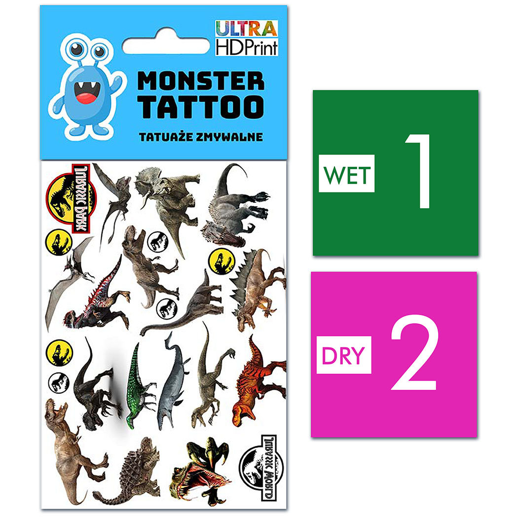 TATUAŻE ZMYWALNE DLA DZIECI JURASSIC WZORY ORYGINALNE