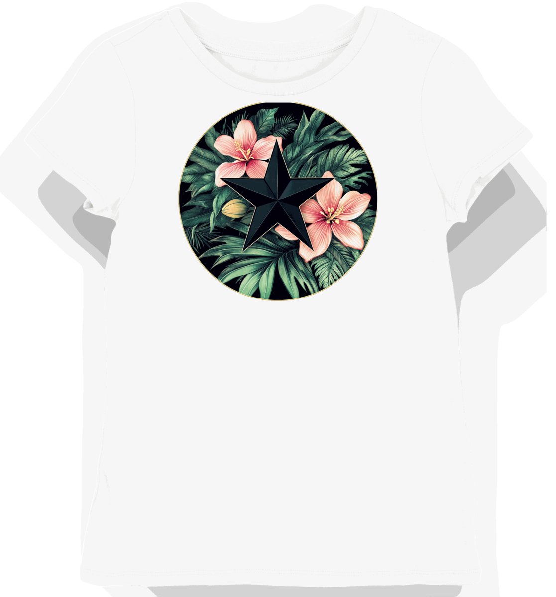 Koszulka damska biała z motywem kwiatów tropikalnych L