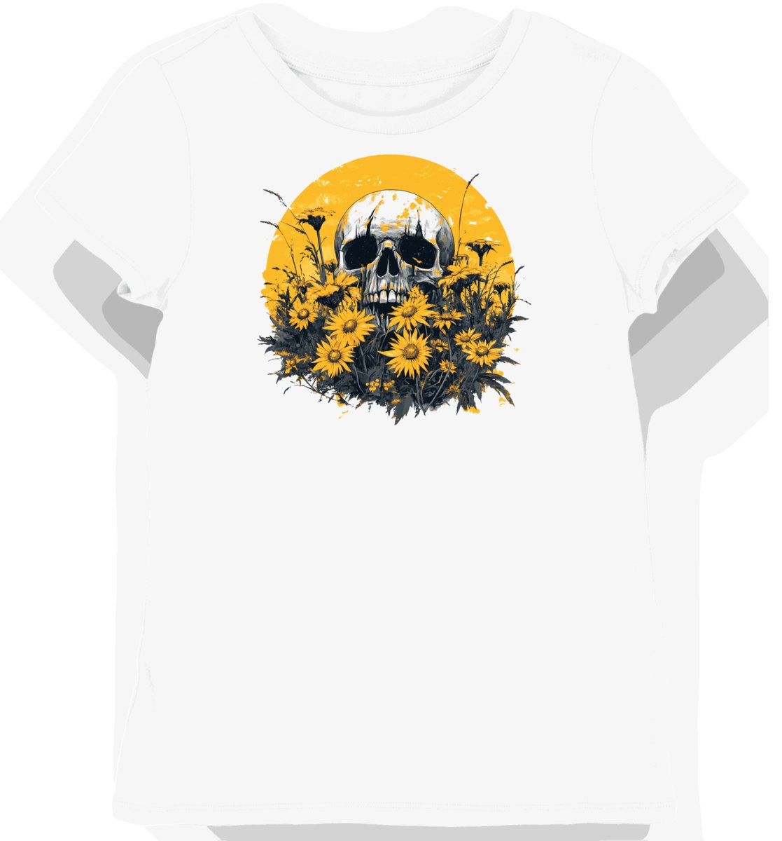 Koszulka damska biała z nadrukiem horrorowych kwiatów XL