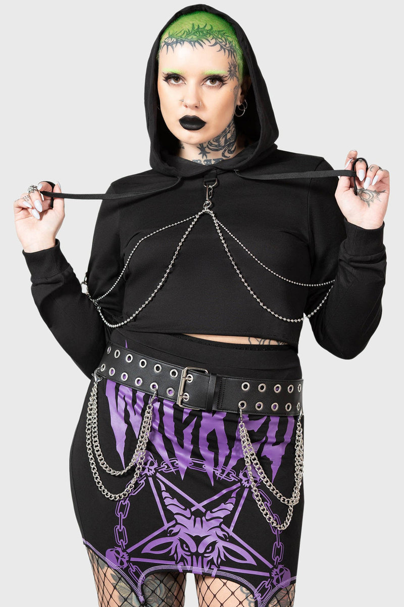 bluza damska KILLSTAR - WICKED CREW, z kapturem-M
