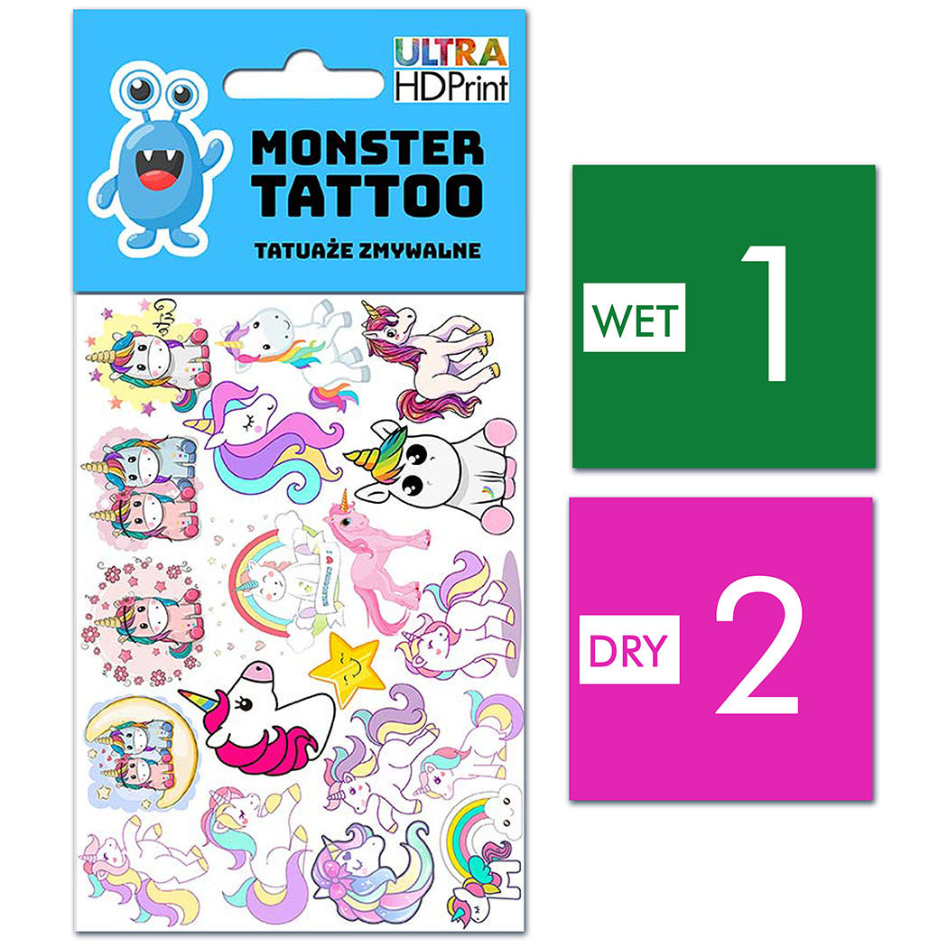 TATUAŻE ZMYWALNE DLA DZIECI JEDNOROŻCE UNICORN WZORY ORYGINALNE