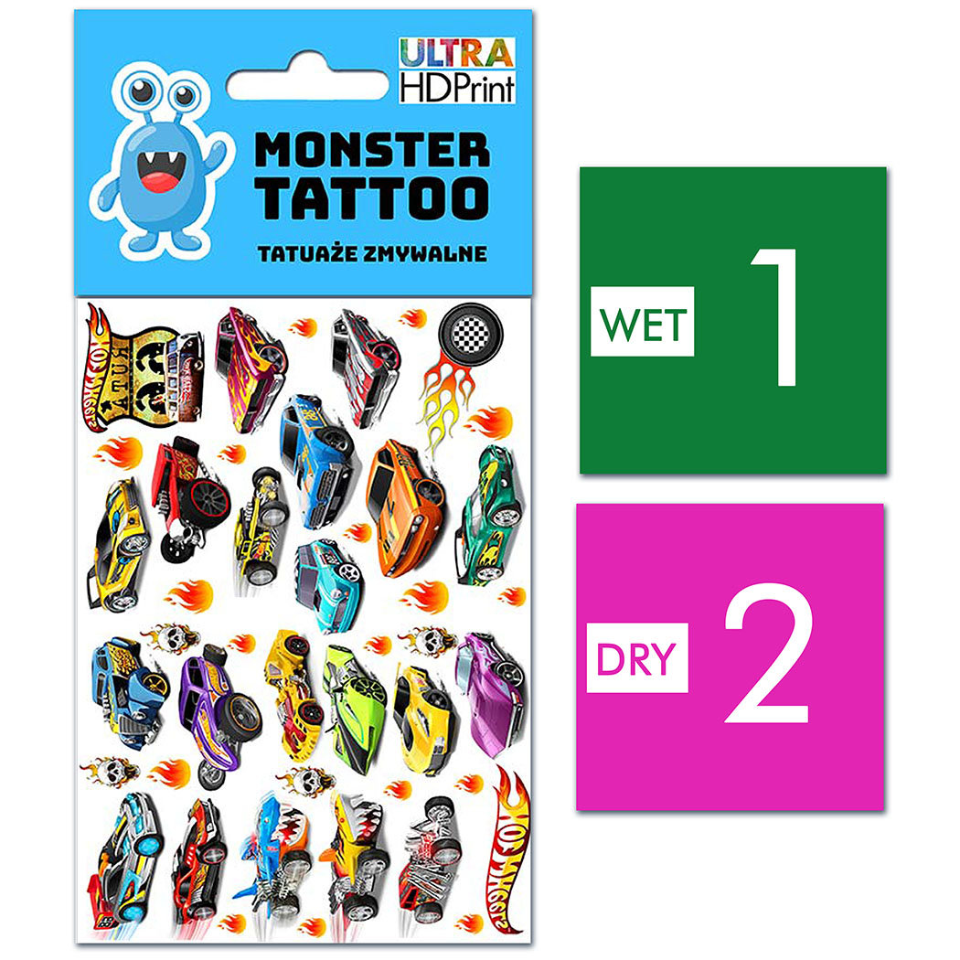 TATUAŻE ZMYWALNE DLA DZIECI HOT WHEELS WZORY ORYGINALNE