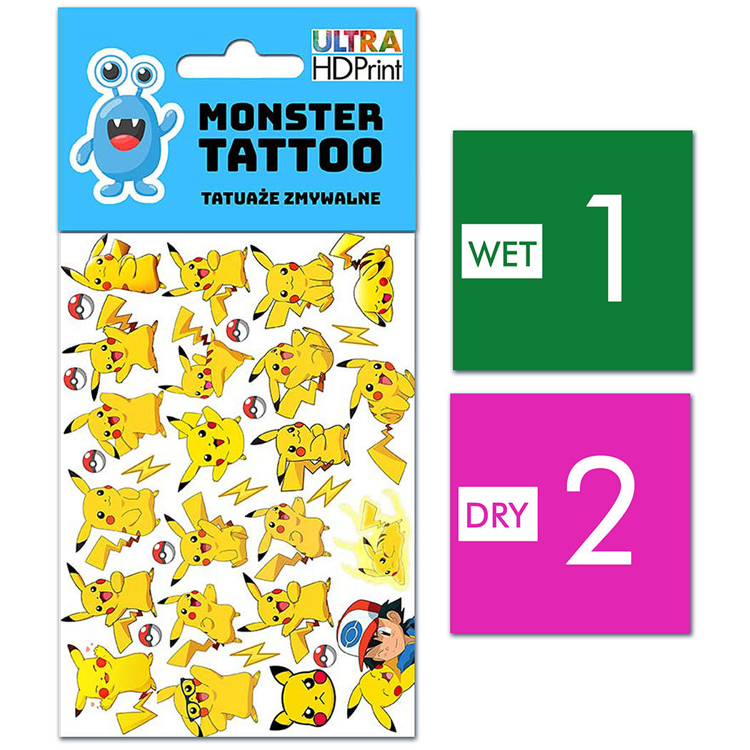 TATUAŻE ZMYWALNE DLA DZIECI PIKACHU WZORY ORYGINALNE