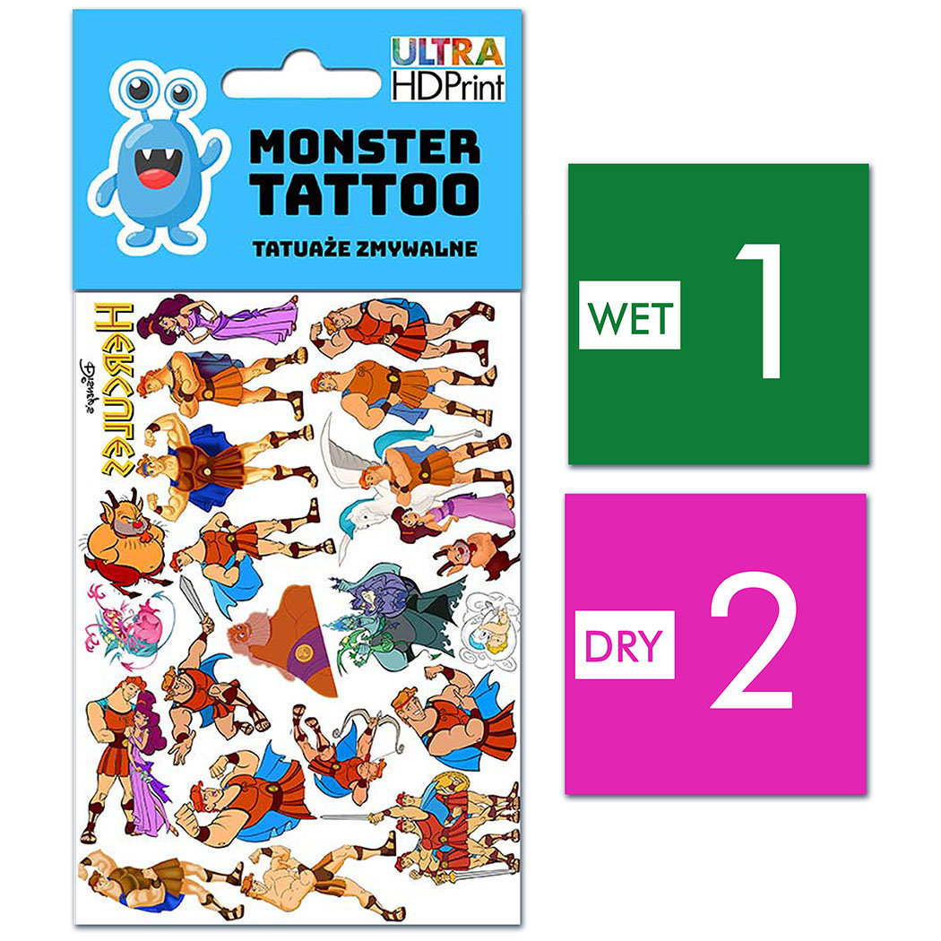 TATUAŻE ZMYWALNE DLA DZIECI HERKULES HERCULES WZORY ORYGINALNE