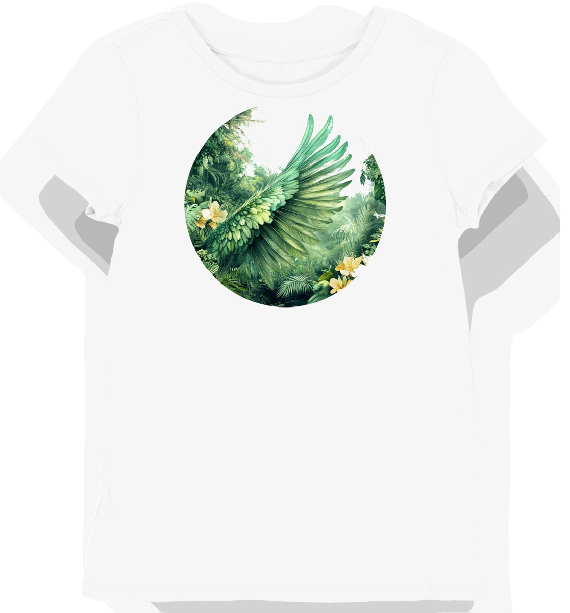 Koszulka damska biała z motywem tropikalnym ogród kwiatów M