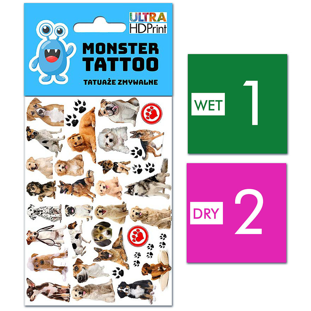 TATUAŻE ZMYWALNE DLA DZIECI PSY DOGS WZORY ORYGINALNE