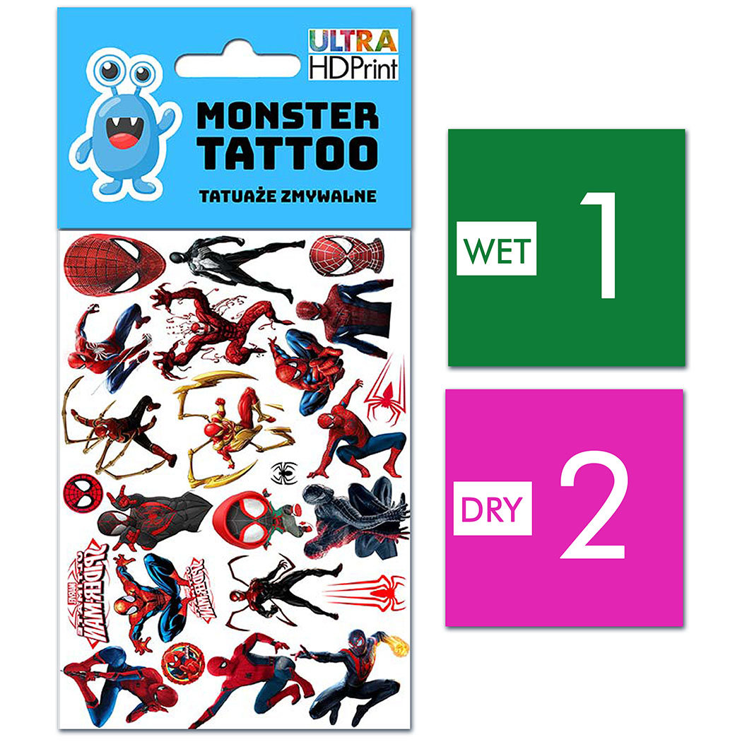 TATUAŻE ZMYWALNE DLA DZIECI SPIDERMAN WZORY ORYGINALNE
