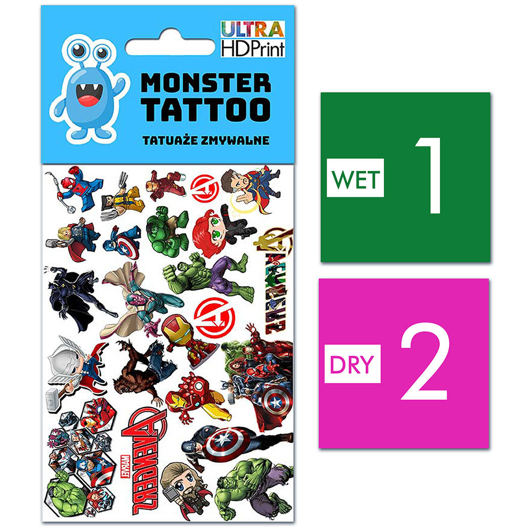 TATUAŻE ZMYWALNE DLA DZIECI AVENGERS WZORY ORYGINALNE