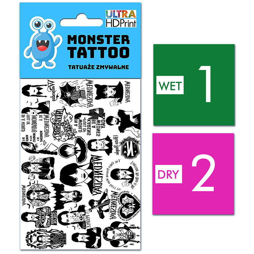 TATUAŻE ZMYWALNE DLA DZIECI WEDNESDAY WZORY ORYGINALNE