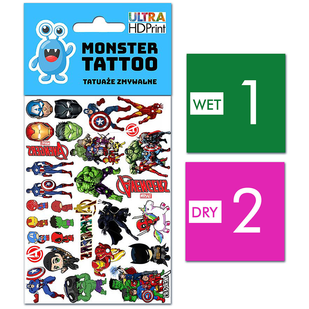 TATUAŻE ZMYWALNE DLA DZIECI AVENGERS WZORY ORYGINALNE