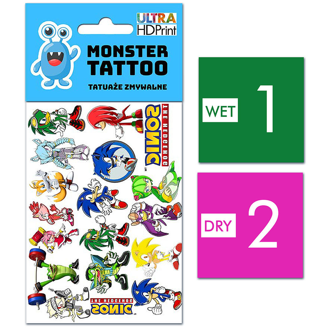 TATUAŻE ZMYWALNE DLA DZIECI SONIC WZORY ORYGINALNE