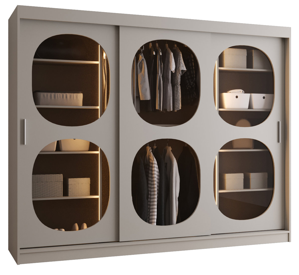 Szafa przesuwna z lustrem Garderoba BAHRAJN 2 250 kaszmir LED