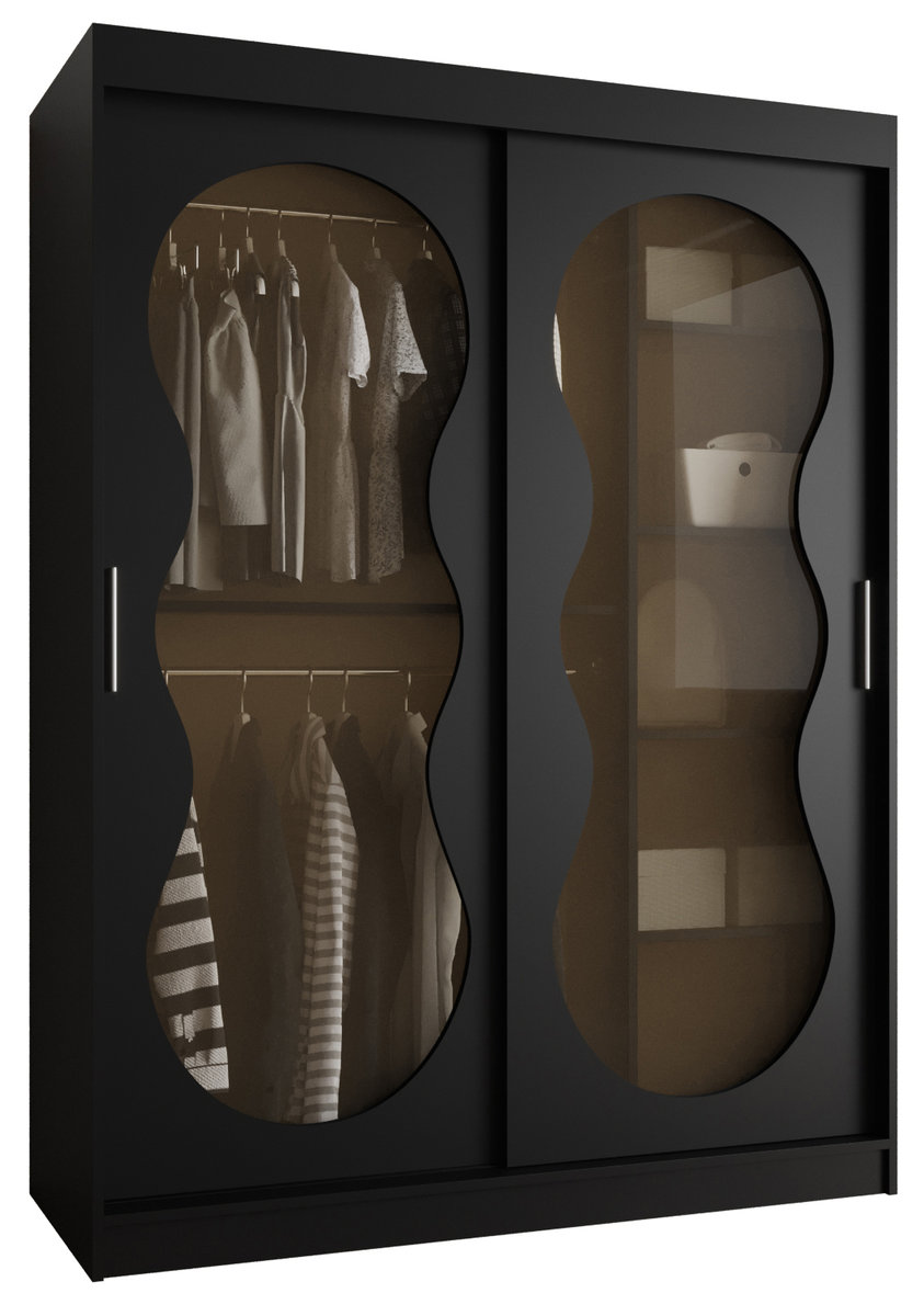 Szafa przesuwna z lustrem Garderoba BAHRAJN 3 150 czarny