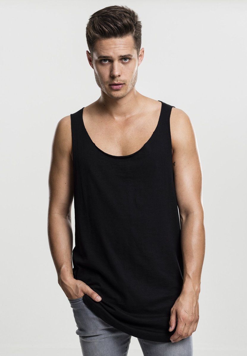 koszulka na ramiączka LONG SHAPED OPEN EDGE LOOSE TANK black-S