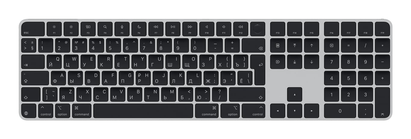 Apple Magic klawiatura Uniwersalne USB + Bluetooth QWERTY Rosyjski Czarny MXK83RS/A