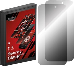 Grizzprotector Szkło hybrydowe, prywatyzujące na ekran Grizz SecretGlass Easy do iPhone 15 z aplikatorem, 2 sztuki