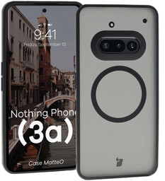 Bizon Etui z pierścieniem magnetycznym Case MatteO do Nothing Phone (3a), przydymione-czarne