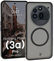 Bizon Etui z pierścieniem magnetycznym Case MatteO do Nothing Phone (3a) Pro, przydymione-czarne