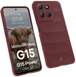 Bizon Pancerne etui Case Tur do Motorola Moto G15 / G15 Power, burgundowe