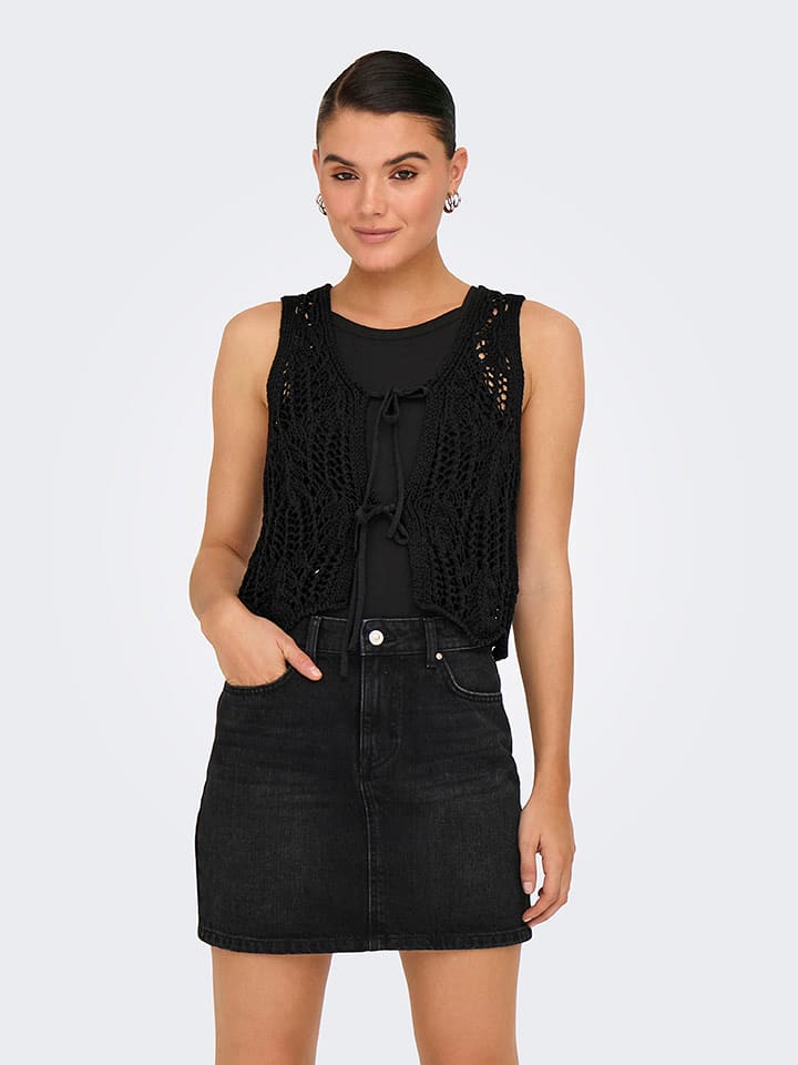 ONLY Kamizelka dzianinowa w kolorze czarnym