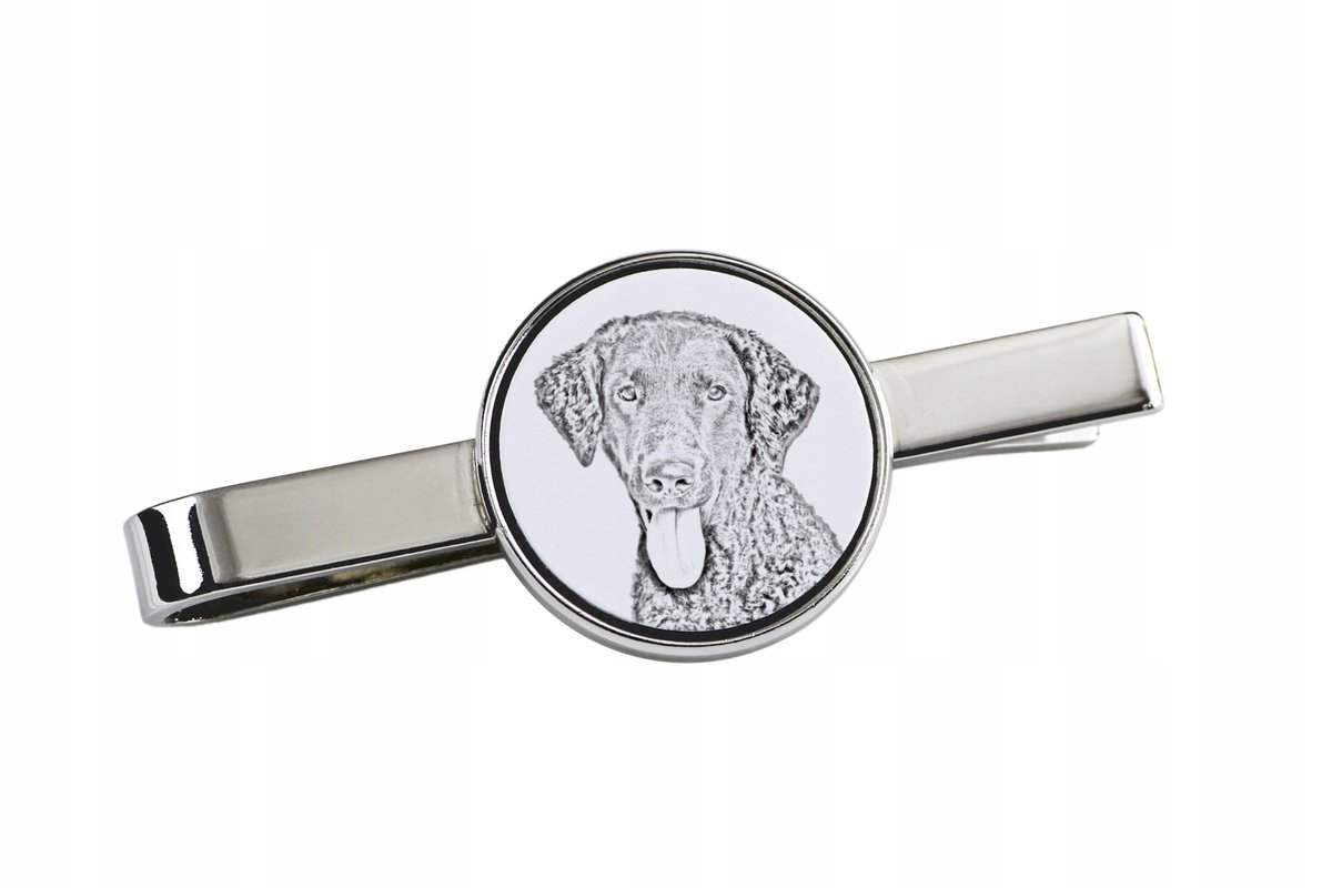 Curly Coated Retriever - spinka do krawata z psem, personalizowany klips do