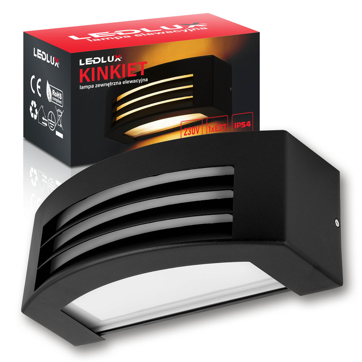 Ledlux Lampa elewacyjna zewnętrzna LED kinkiet czarna Corso