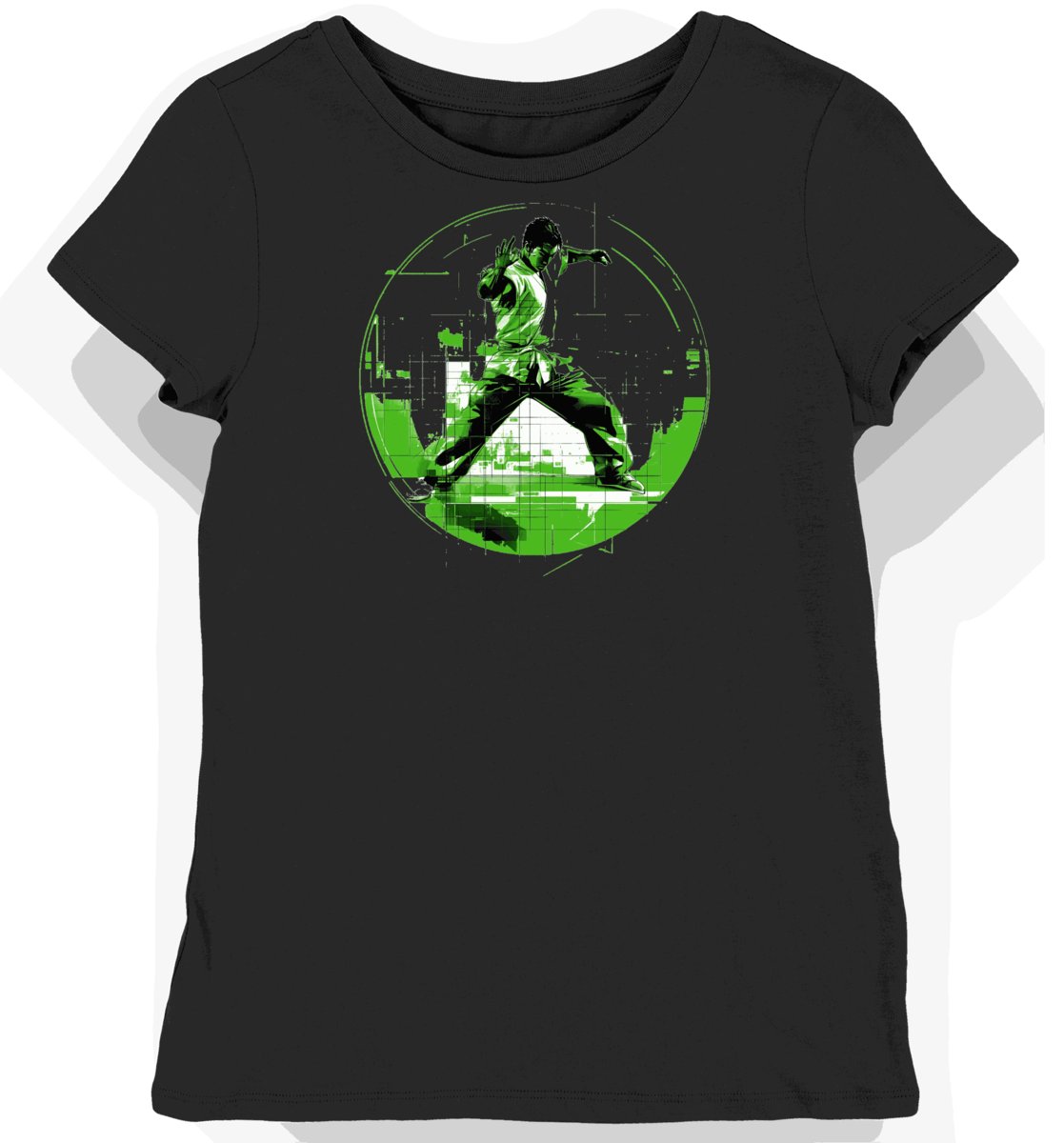 Koszulka damska czarna z nadrukiem sportowej planszy S