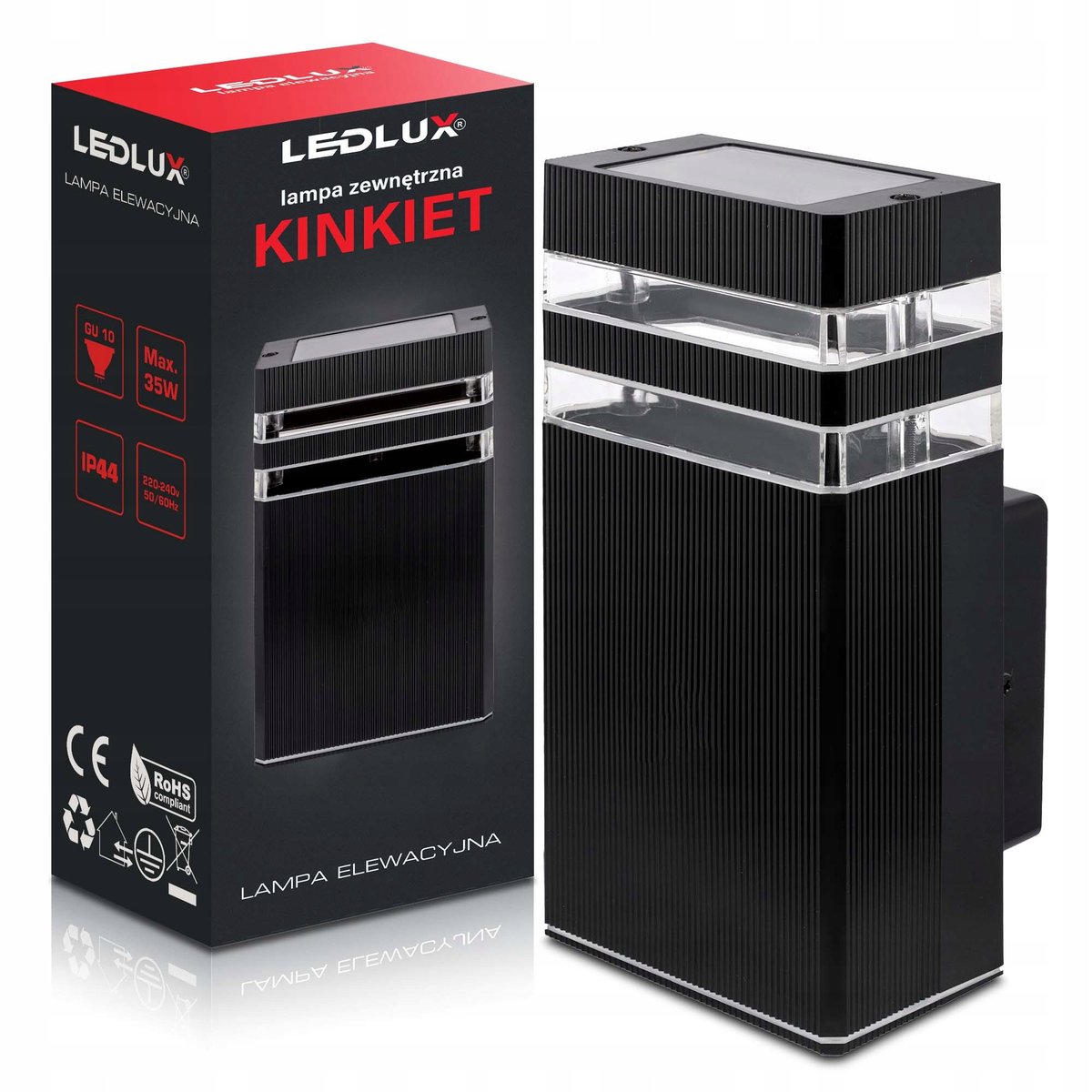 Lampa elewacyjna LED zewnętrzna kinkiet ogrodowy GU10 czarna