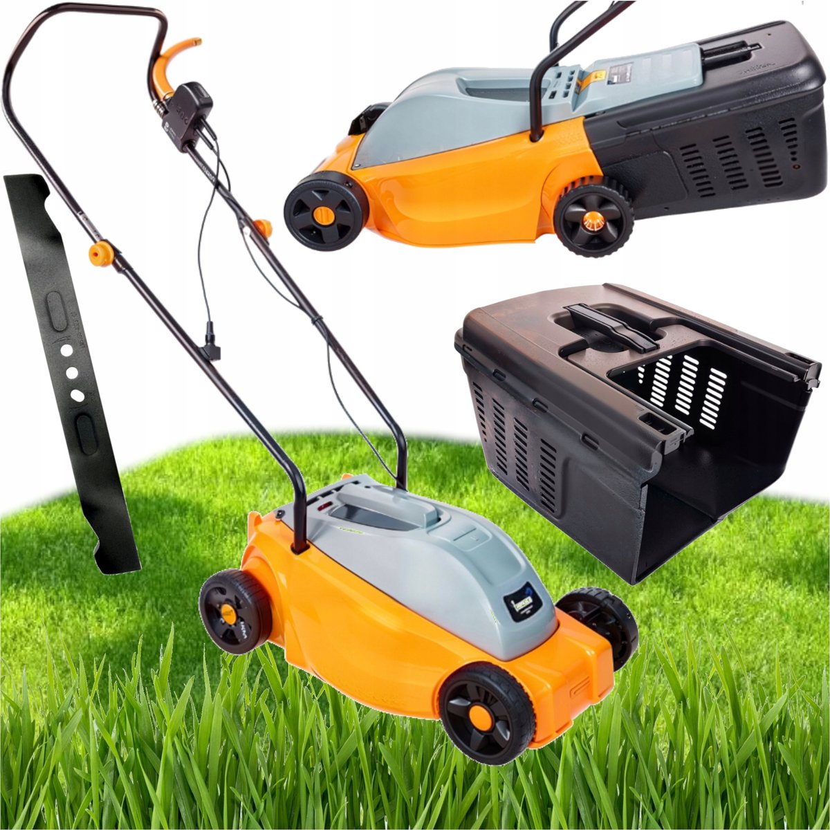 Rabino MOCNA KOSIARKA ELEKTRYCZNA 2500W Z KOSZEM 30L I REGULACJĄ CIĘCIA