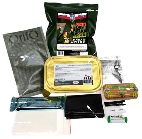 Racja Żywnościowa Pakiet Bushcraft 3 Kiełbasa W Sosie Z Pomidorami I Ciecierzycą
