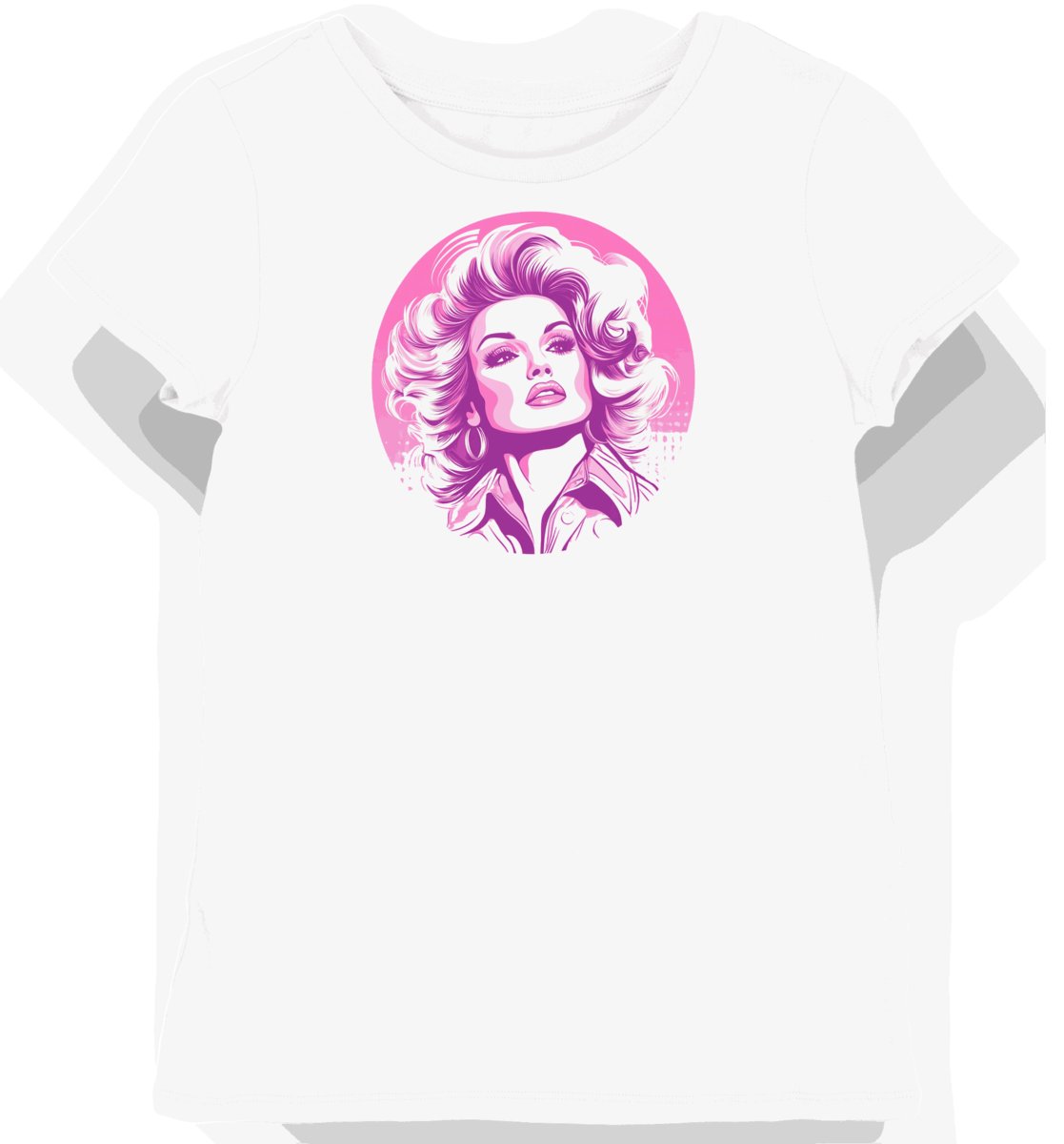 Koszulka damska biała z nadrukiem Dolly Parton i muzyka M
