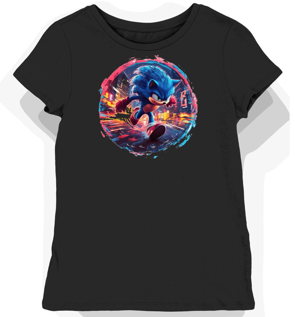 Koszulka damska czarna z motywem Sonic the Hedgehog XXL