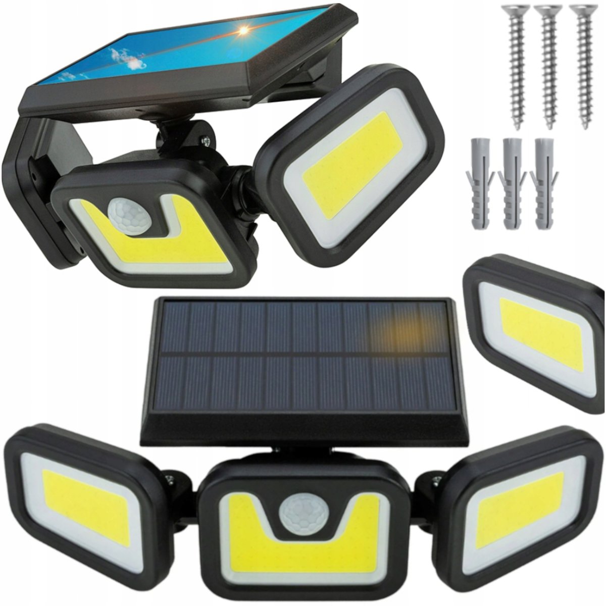 LAMPA GARAŻOWA LED SOLARNA Z REGULACJĄ KĄTU ŚWIECENIA DUŻA 320 STOPNI