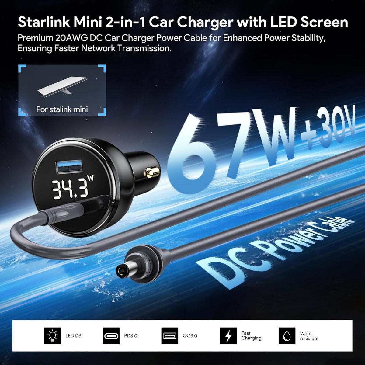 Ładowarka samochodowa 100W WT-CR632 dla Starlink Mini EDUP