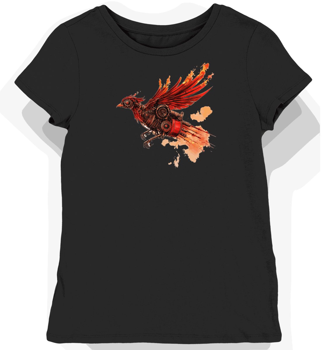 Koszulka damska czarna z nadrukiem mechanical birds S