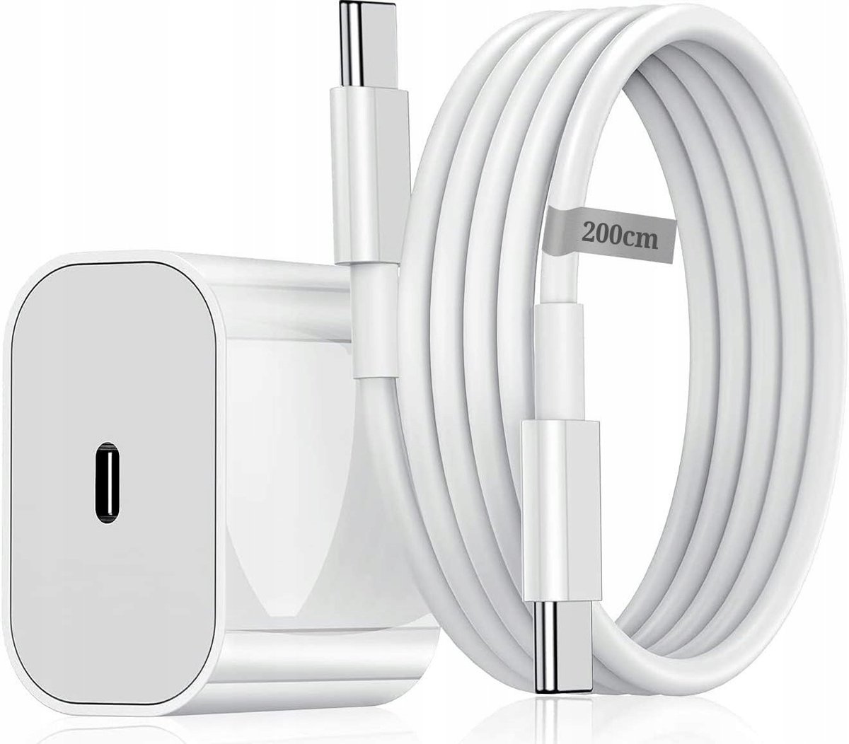 ZESTAW SZYBKA ŁADOWARKA SIECIOWA ZASILACZ PD 20W + KABEL USB-C- PD 200cm