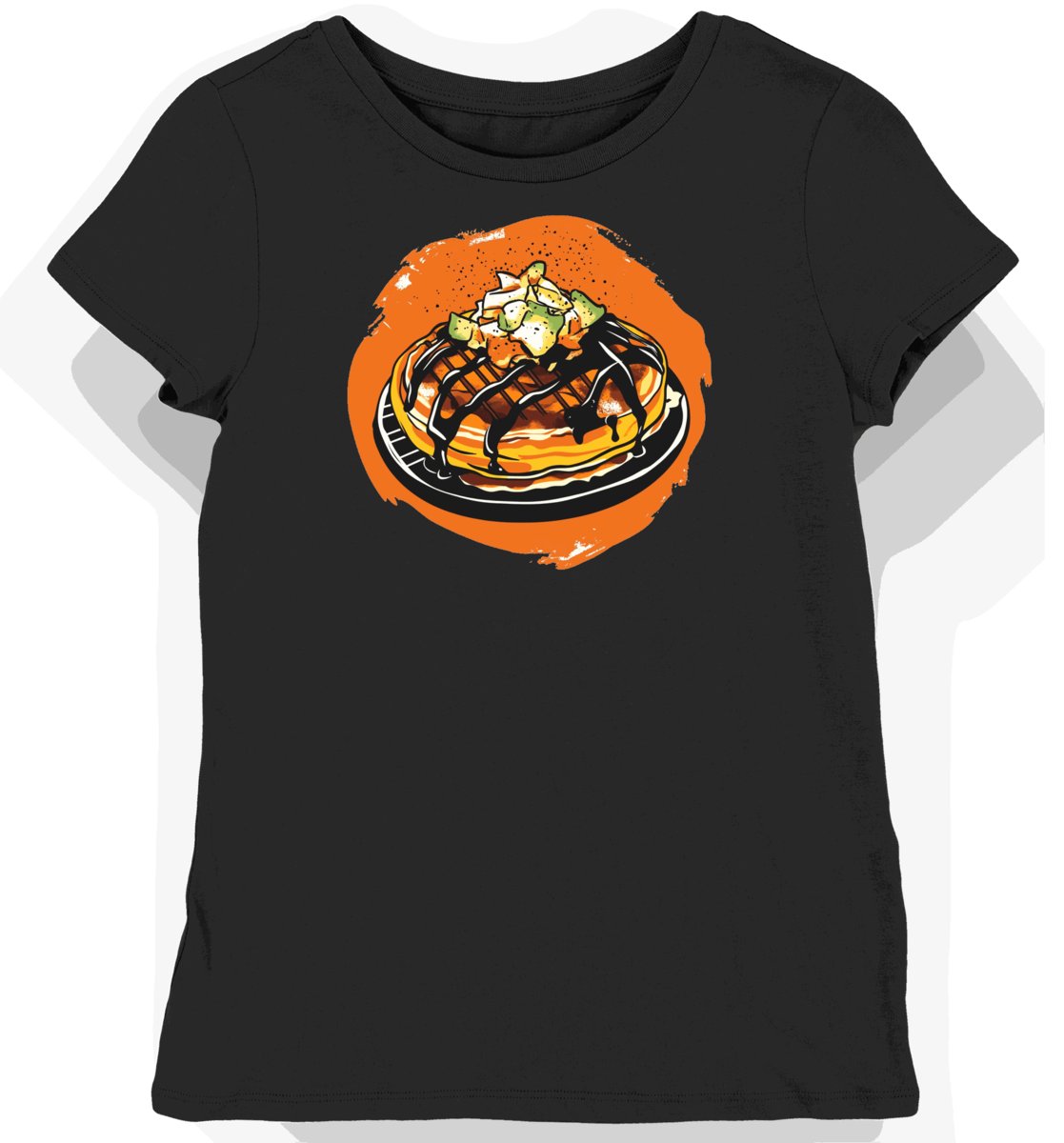 Koszulka damska czarna z nadrukiem okonomiyaki w stylu pop M