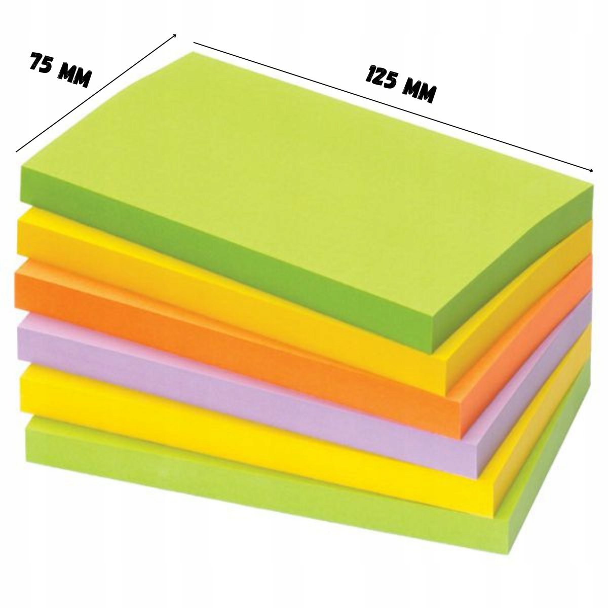 Karteczki kolorowe samoprzylepne notes 125x75 mm 100k SPRING 6 szt DUŻE