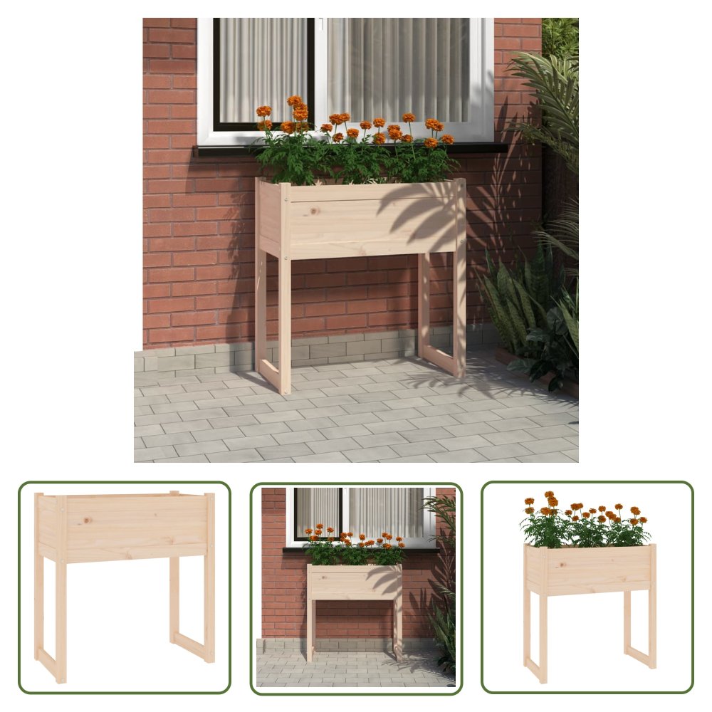 The Living Store Donica - 78x40x81 cm - lite drewno sosnowe - Donica Ogrodowa