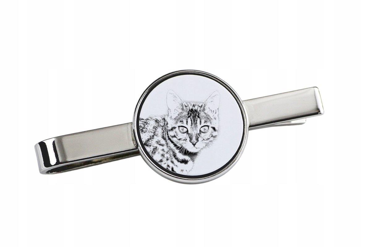 Bengalski - spinka do krawata z kotem, personalizowany klips do krawata, wy