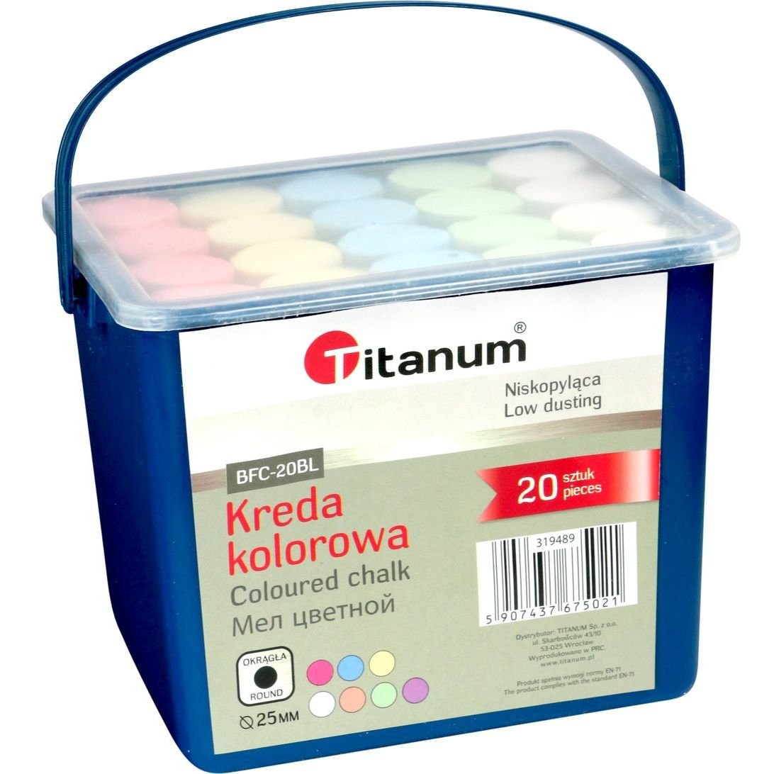 20 X Kreda chodnikowa GRUBA MIX kolor z wiaderkiem Titanum JUMBO