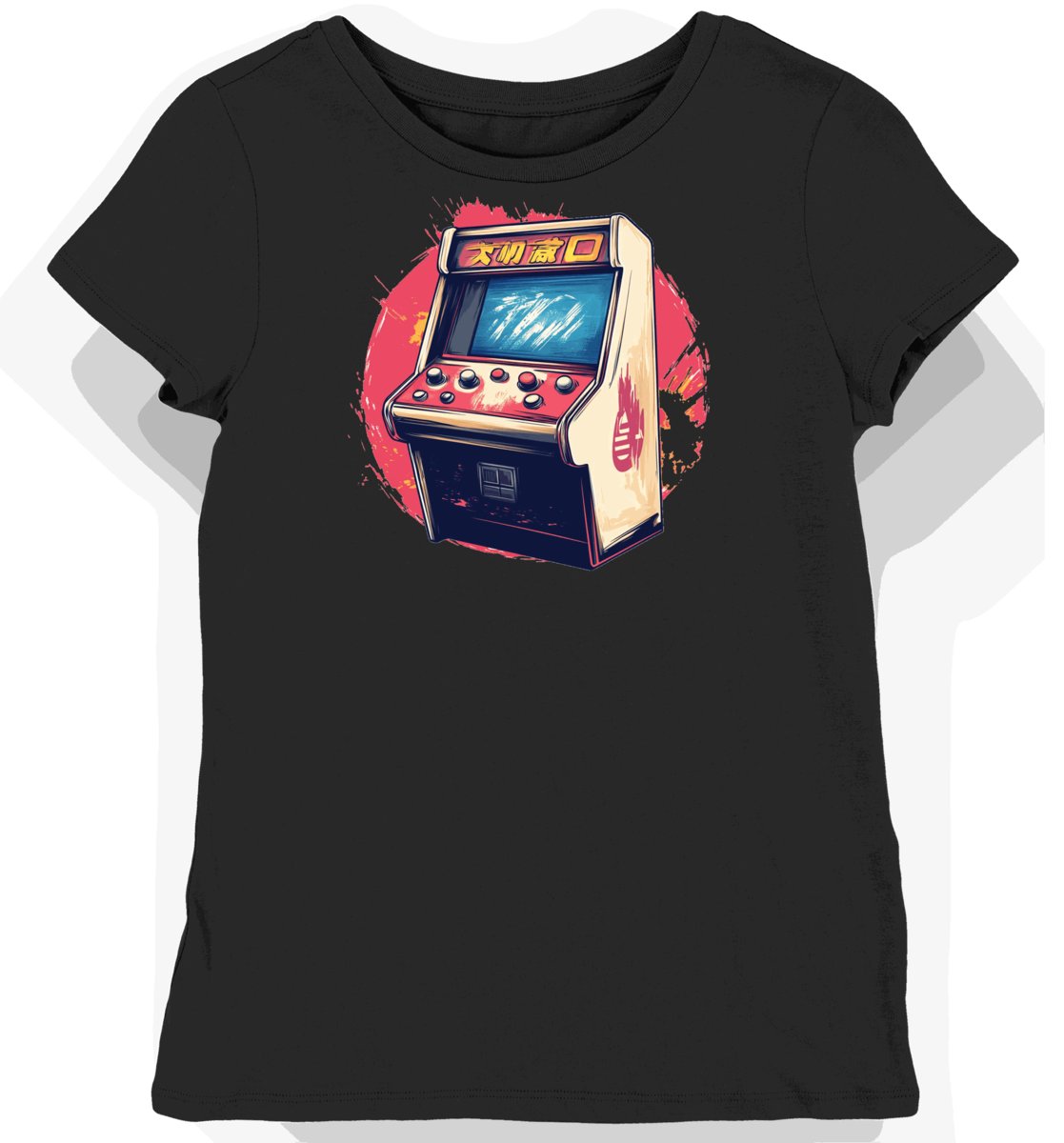 Koszulka damska czarna z nadrukiem joysticka arcade XS