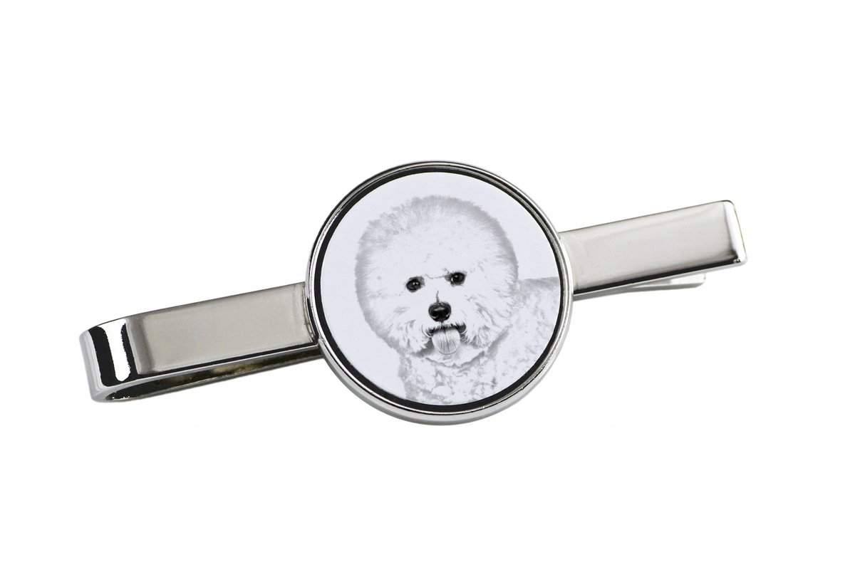 Bichon Frise, Tenerife Dog - spinka do krawata z psem, personalizowany klip