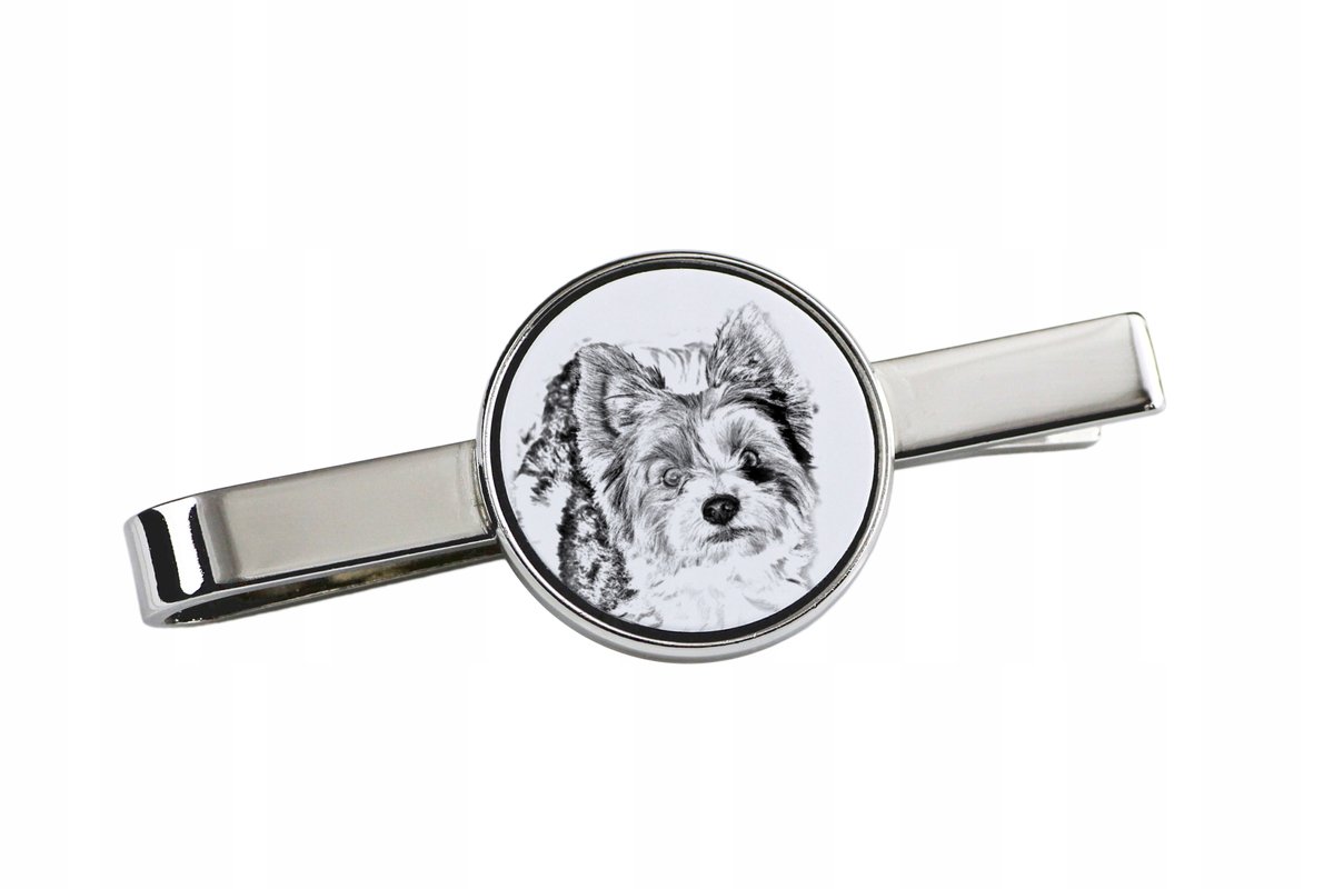 Biewer Yorkshire Terrier - spinka do krawata z psem, personalizowany klips