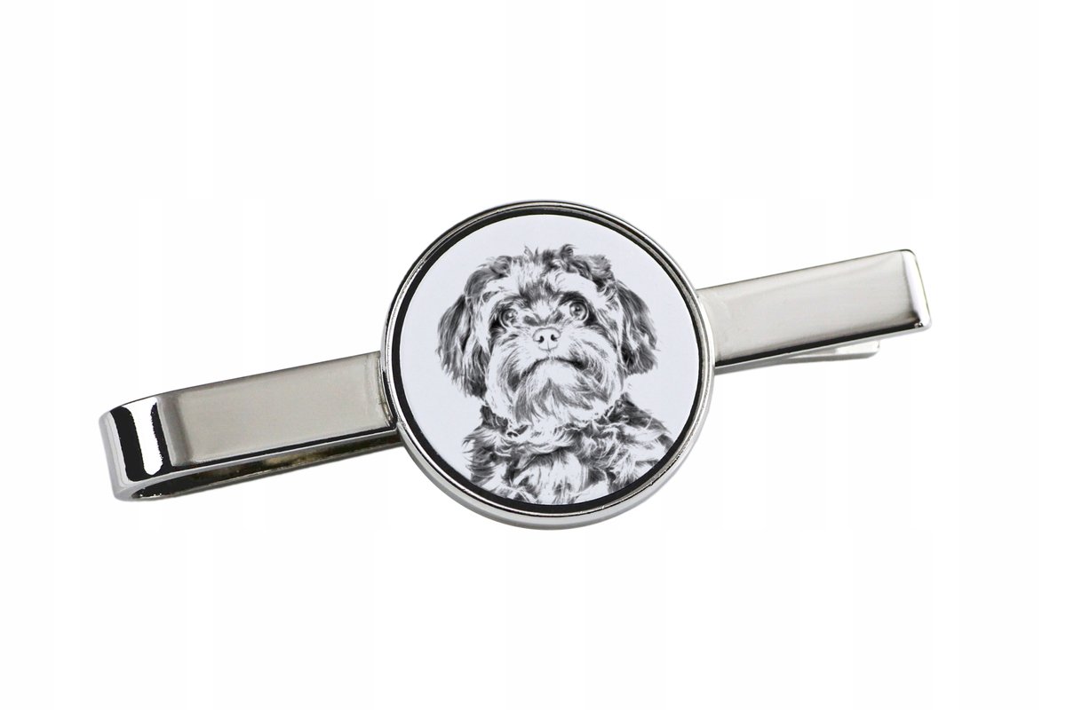 Bolonka, Rosyjska bolonka kolorowa - spinka do krawata z psem, personalizow