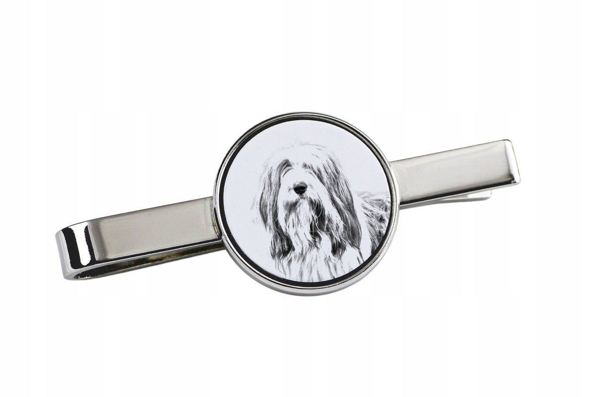 Bearded Collie, Highland Collie - spinka do krawata z psem, personalizowany