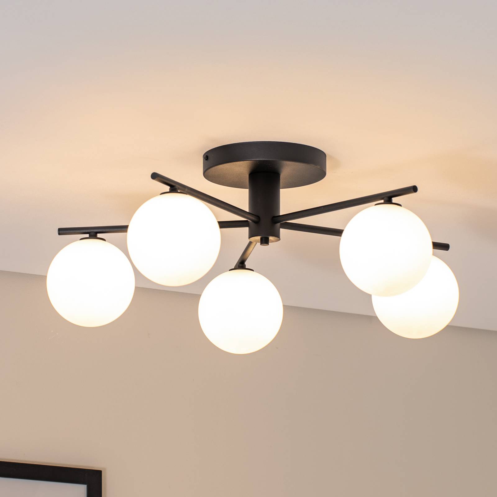 Lampa sufitowa Prato Jupiter, możliwość ściemniania, czarny, salon / jadalnia, metal