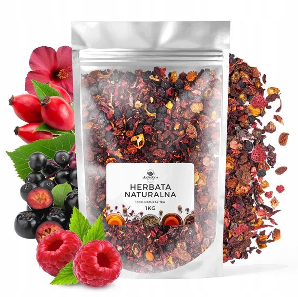 Herbata owocowa MALINOWO-POZIOMKOWA malina hibiskus liściasta 1kg