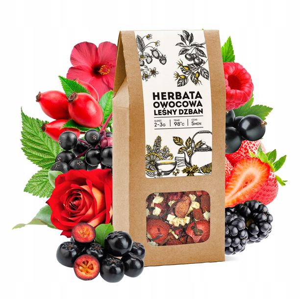Herbata owocowa LEŚNY DZBAN hibiskus maliny truskawki czarny bez tea 100g